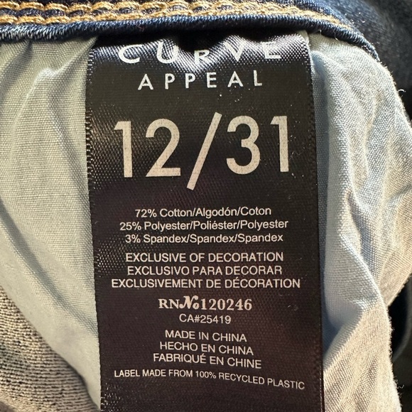 Women's Curve Appeal Blue Jeans size 12 - Picture 9 of 10